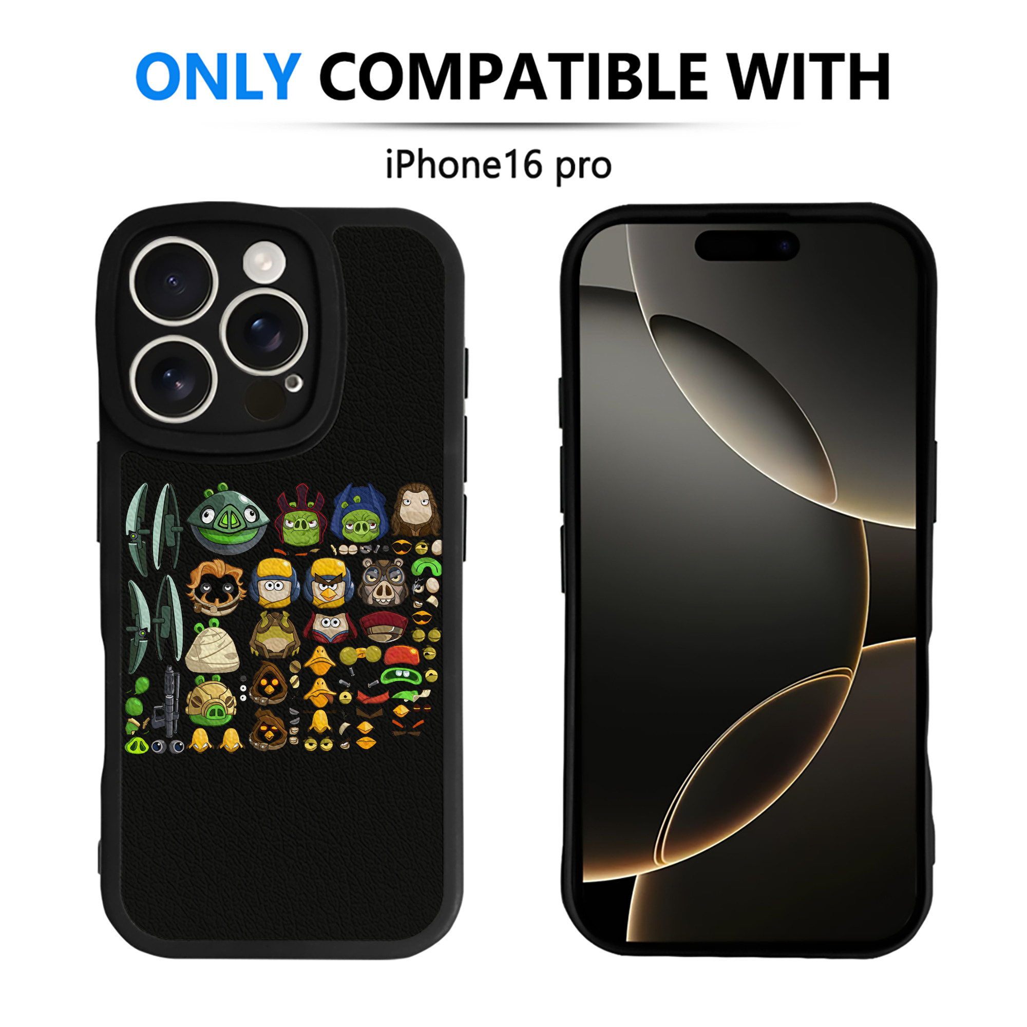 （画像用） Angry Birds アングリーバード 【iPhone 16シリーズ対応】シリコンスマホケース（レザー調） 材質：シリコン
